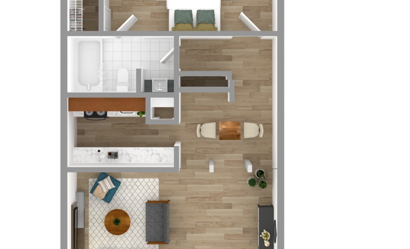 1 Bed 1 Bath Lux - 1 bedroom floorplan layout with 1 bathroom and 830 square feet