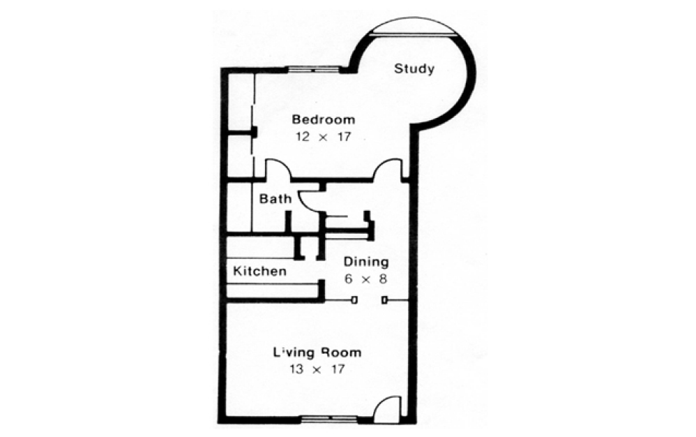 1 Bed 1 Bath Lux - 1 bedroom floorplan layout with 1 bath and 830 square feet.